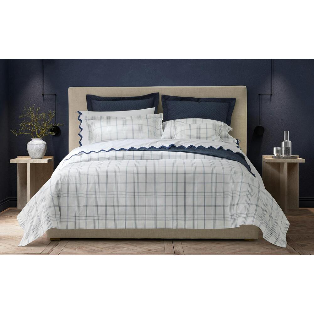 August Plaid Flat Sheet Navy 1