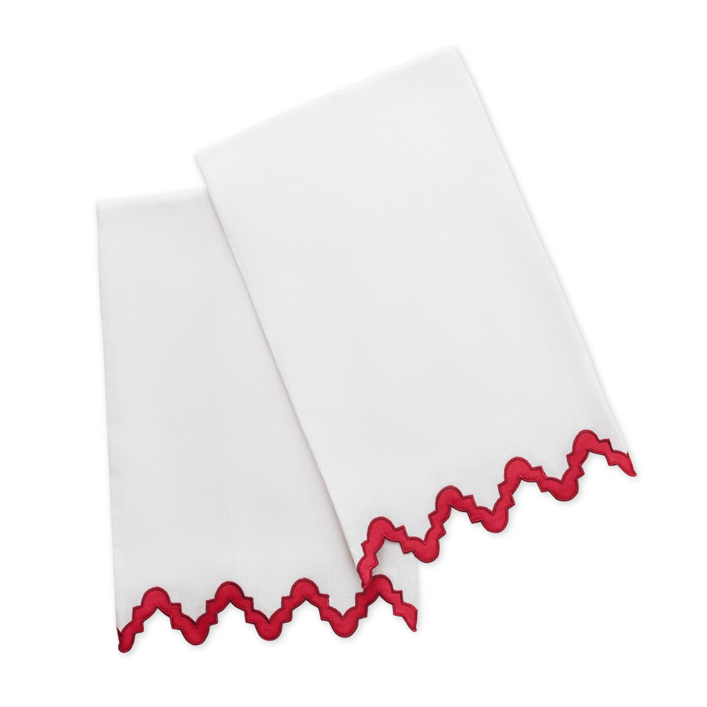 Aziza Guest Towels set of 2 Scarlet 