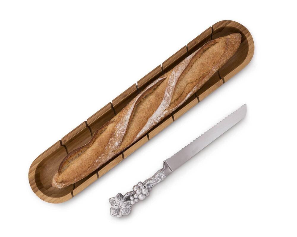 Baguette Board with Grape Bread Knife by Arthur Court Designs 1