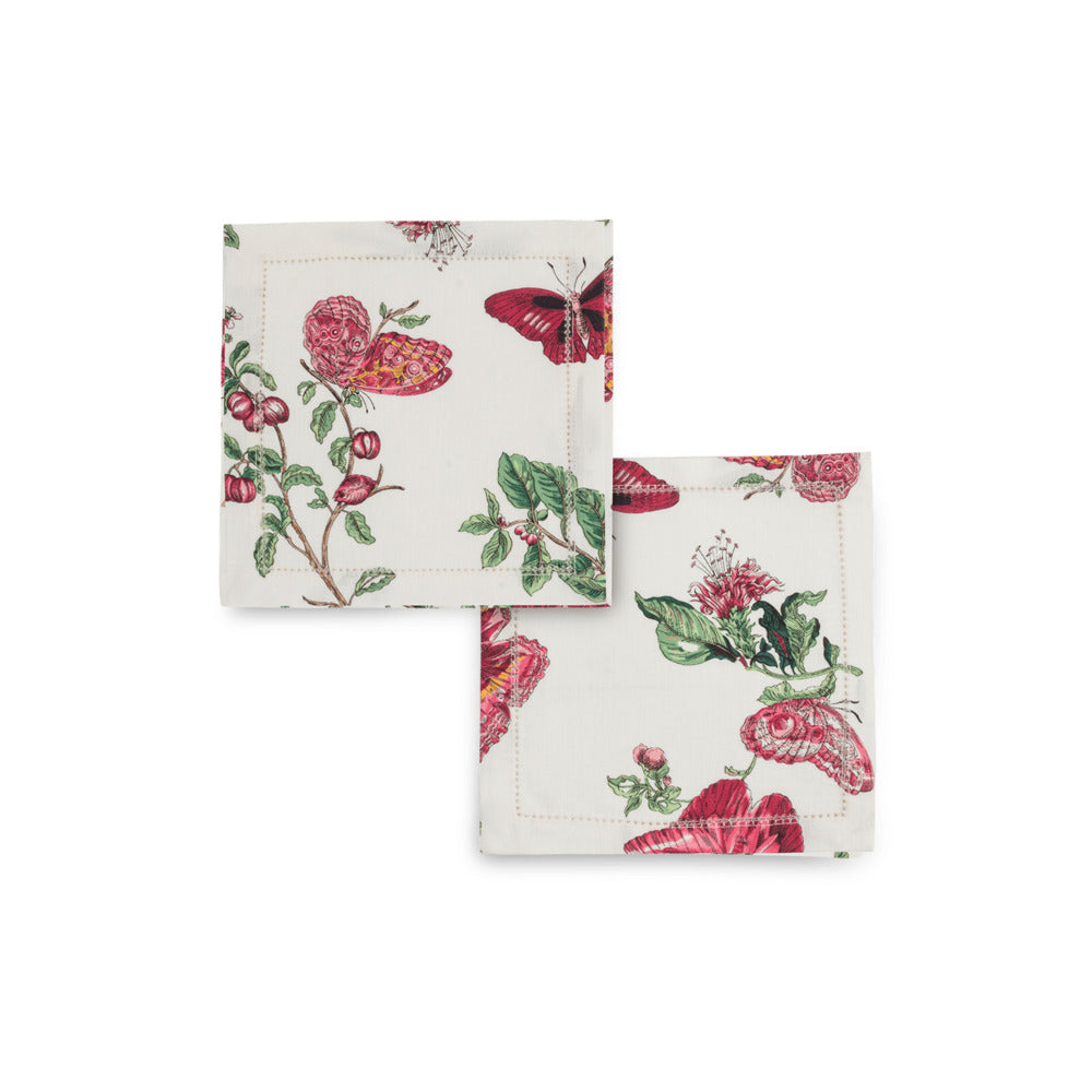 Baudin Butterfly Cocktail Napkin - Ruby (set of 4)