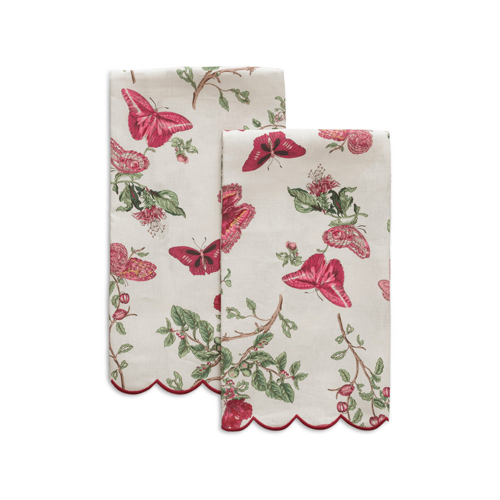 Baudin Butterfly Guest Towels - Ruby (set of 2)
