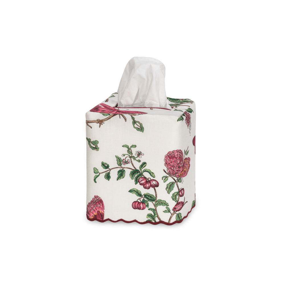 Baudin Butterfly Linen Tissue Box Cover - Ruby