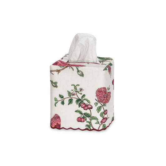 Baudin Butterfly Linen Tissue Box Cover Ruby 