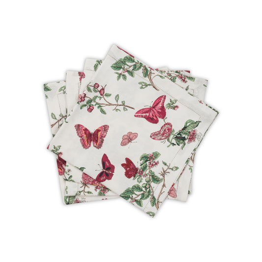Baudin Butterfly Napkin Ruby (set of 4) 