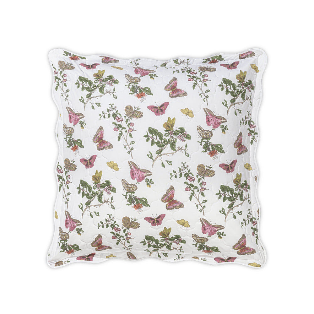 Baudin Butterfly Sham Pink Quilted Euro 