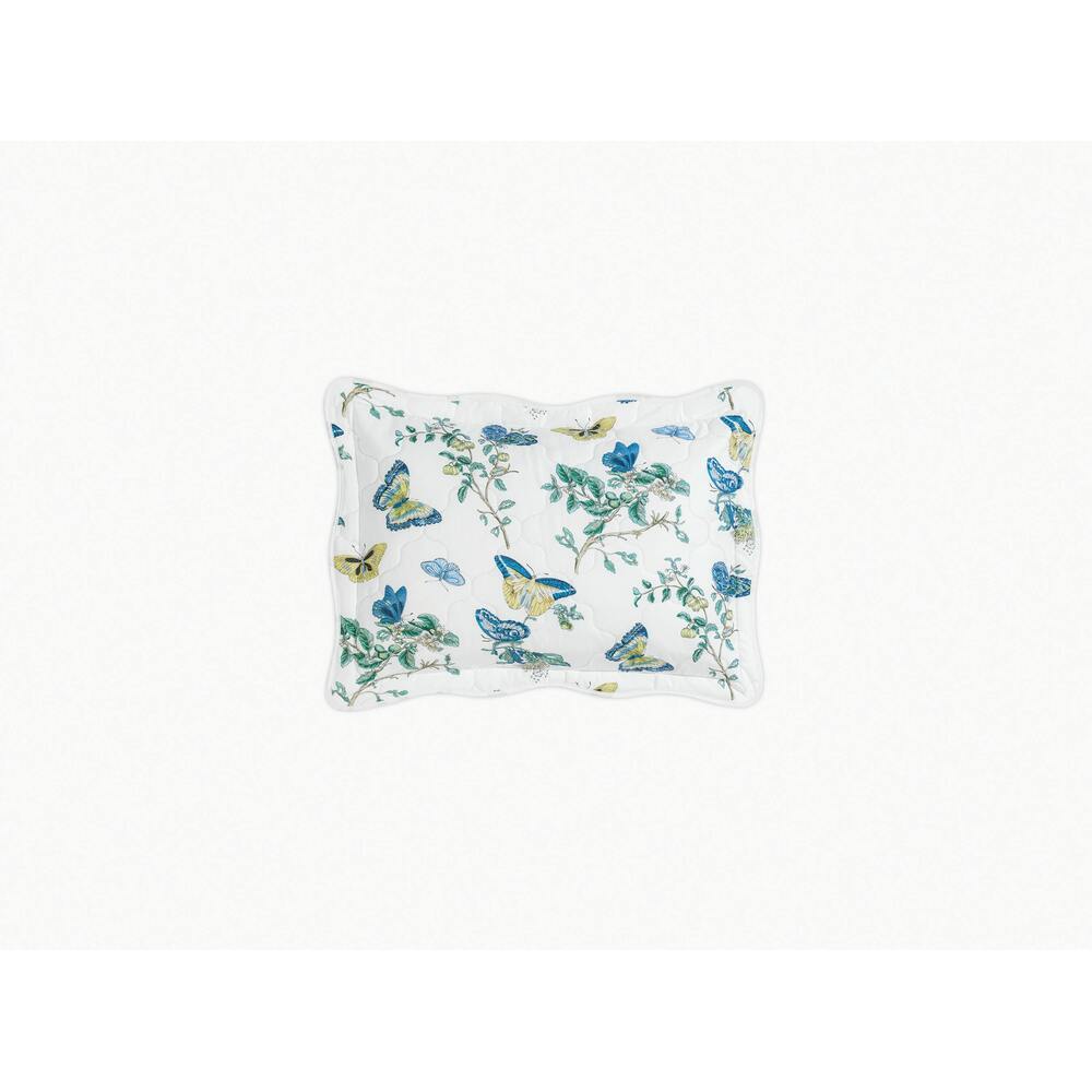 Baudin Butterfly Sham Prussian Blue Quilted Boudoir 