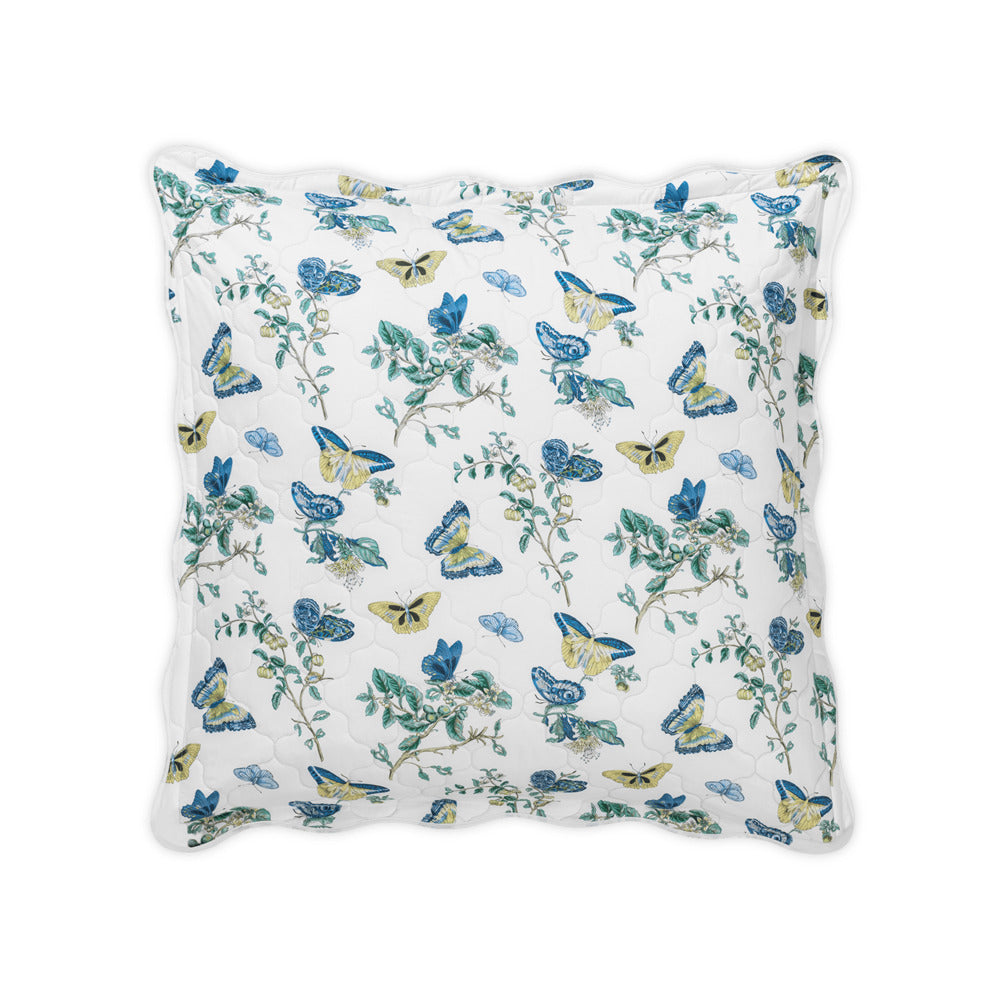 Baudin Butterfly Sham Prussian Blue Quilted Euro 