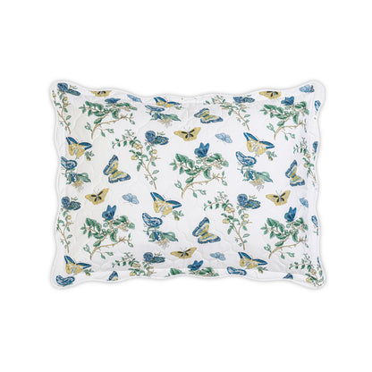 Baudin Butterfly Sham Prussian Blue Quilted Standard 