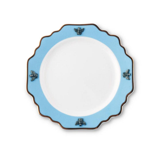 Bee Bone China Dessert / Salad Plate Blue with Gold Rim by Vagabond House 