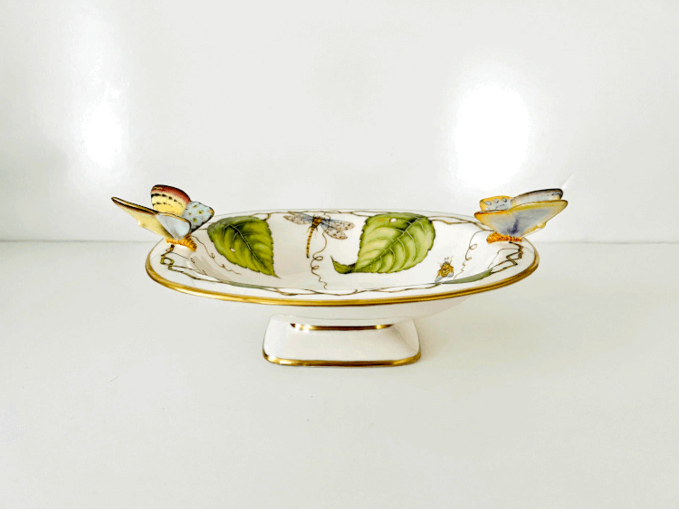 BH110 - Oval Pedestal Bowl With Butterflies by Anna Weatherley