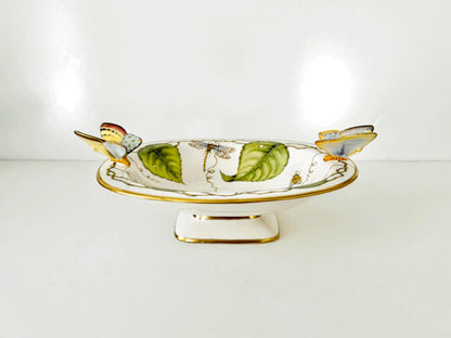 BH110 - Oval Pedestal Bowl With Butterflies by Anna Weatherley