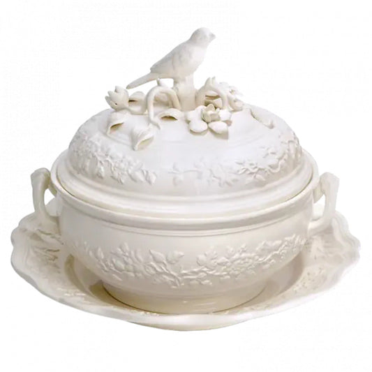 Bird Tureen & Stand - Creamware by Mottahedeh