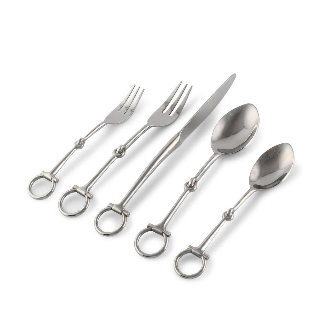 Bit Five piece Flatware Set - Stainless Steel Matt Silver by Vagabond House 1