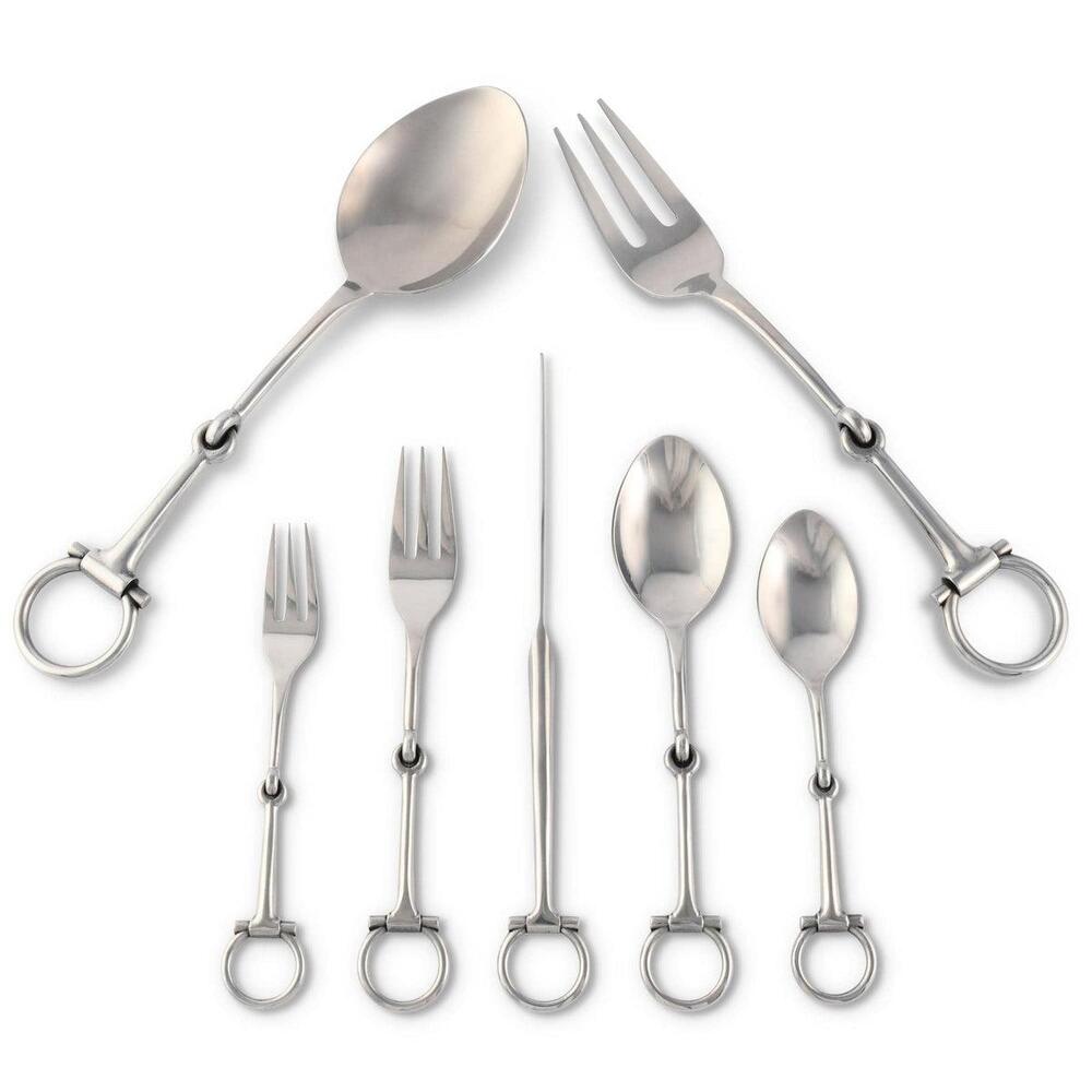 Bit Five piece Flatware Set - Stainless Steel Matt Silver by Vagabond House 3