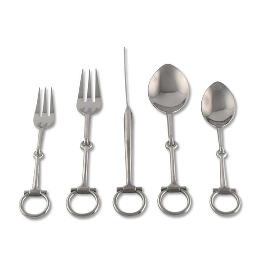 Bit Five piece Flatware Set - Stainless Steel Matt Silver by Vagabond House 