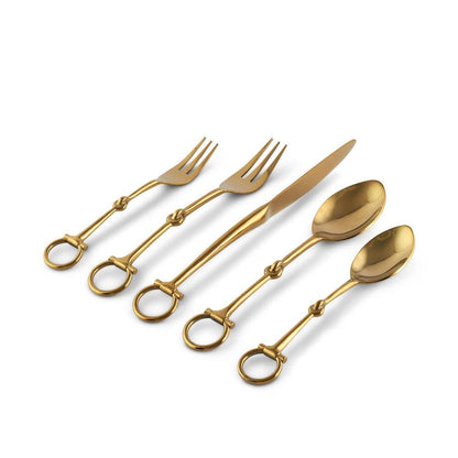 Bit Five piece Flatware Set - Stainless Steel Shiny Gold by Vagabond House 1