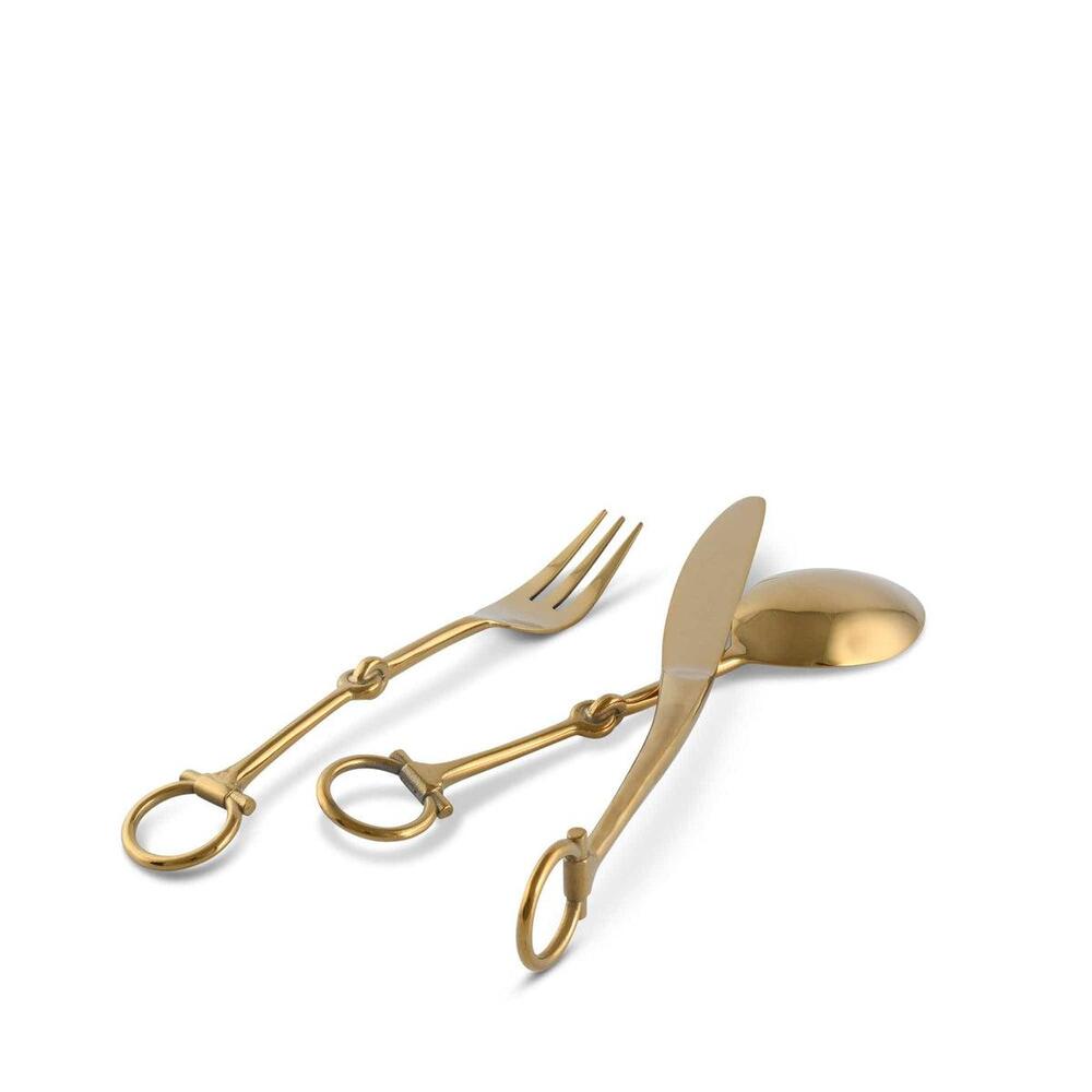 Bit Five piece Flatware Set - Stainless Steel Shiny Gold by Vagabond House 2