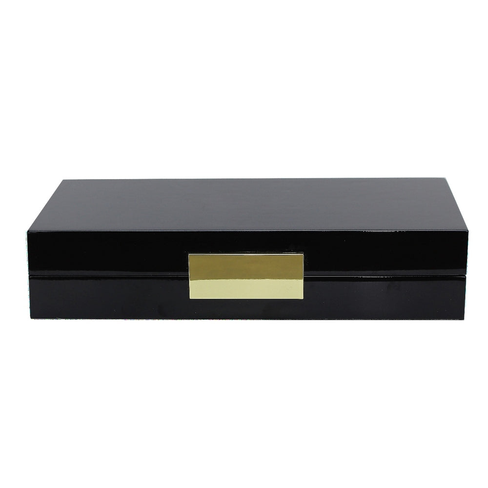 Black Lacquer Box With Gold 4"x 9" by Addison Ross