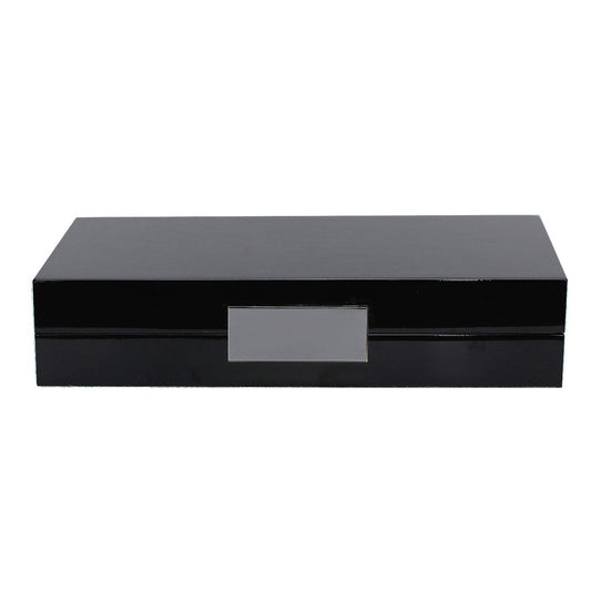 Black Lacquer Box With Silver 4"x 9" by Addison Ross
