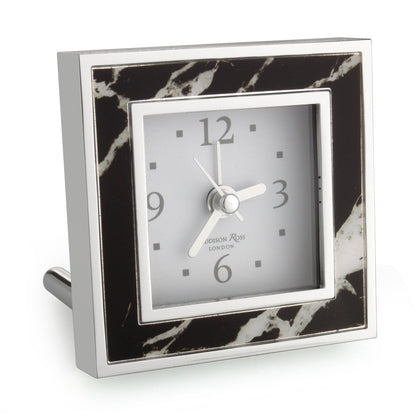 Black Marble Square Alarm Clock by Addison Ross