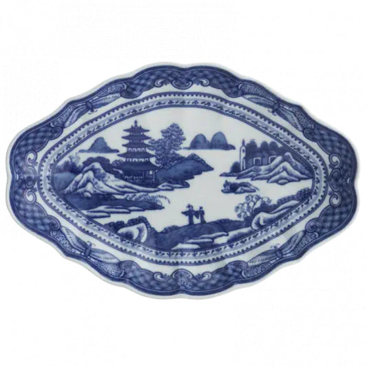 Blue Canton Lobed Oval Dish by Mottahedeh