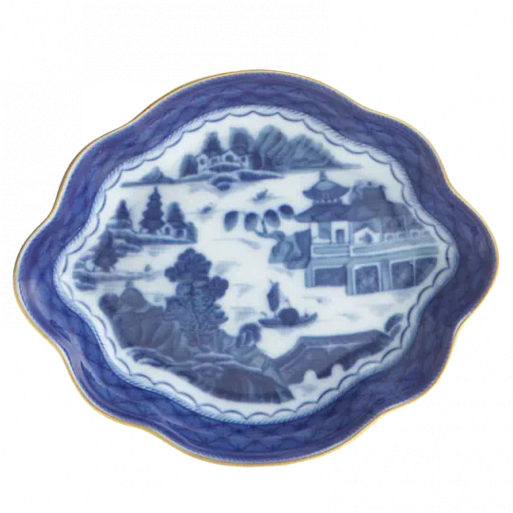 Blue Canton Medium Lobed Tray by Mottahedeh