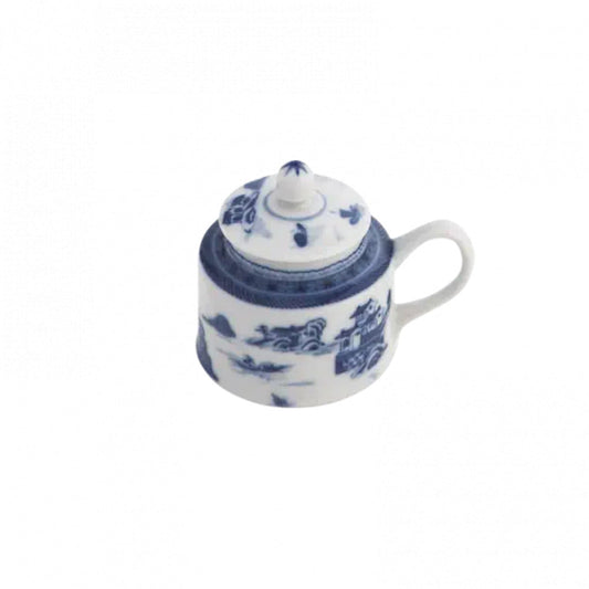 Blue Canton Mustard Pot with Lid by Mottahedeh