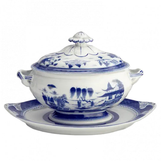 Blue Canton Oval Tureen & Stand by Mottahedeh