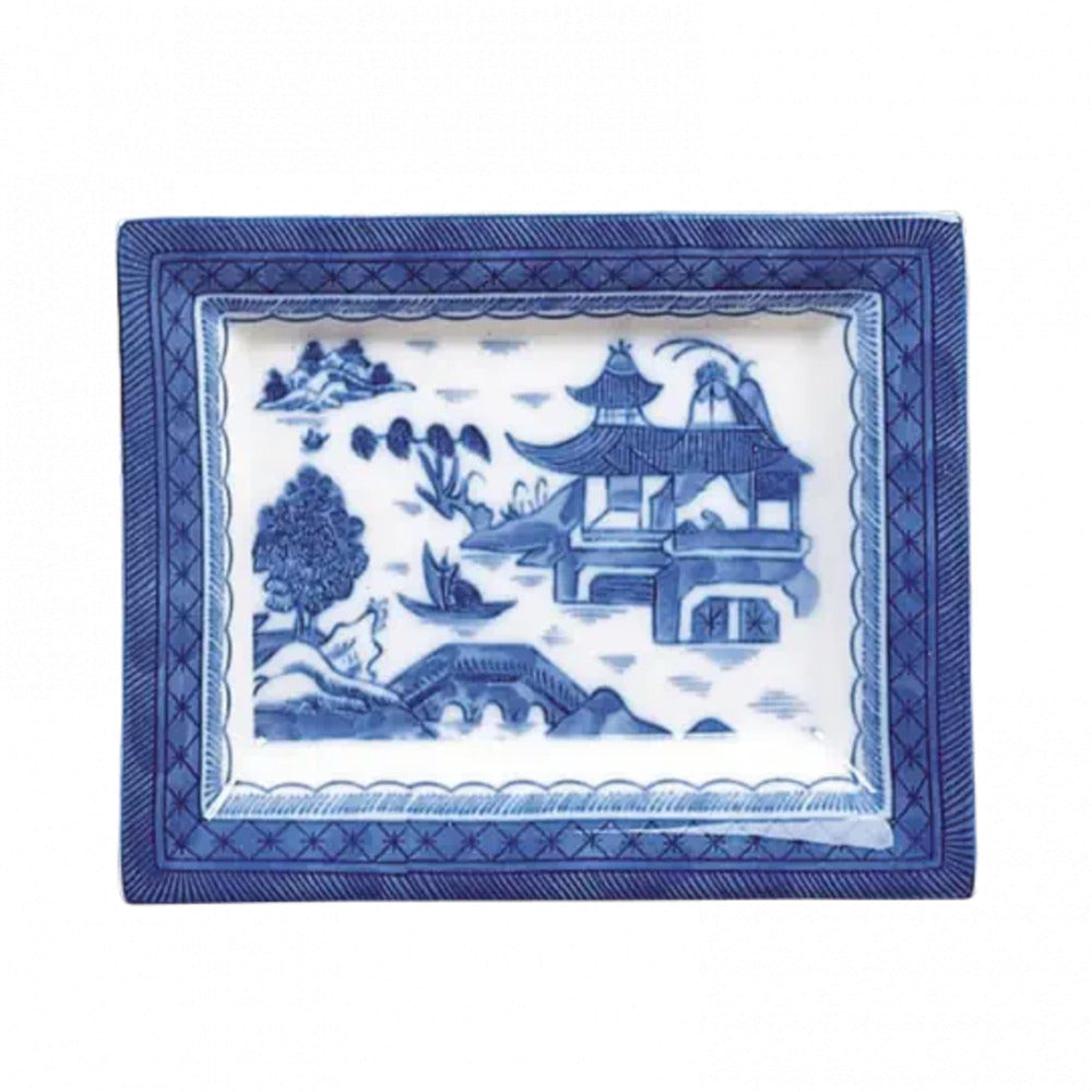 Blue Canton Rectangular Tray by Mottahedeh Additional Image -1