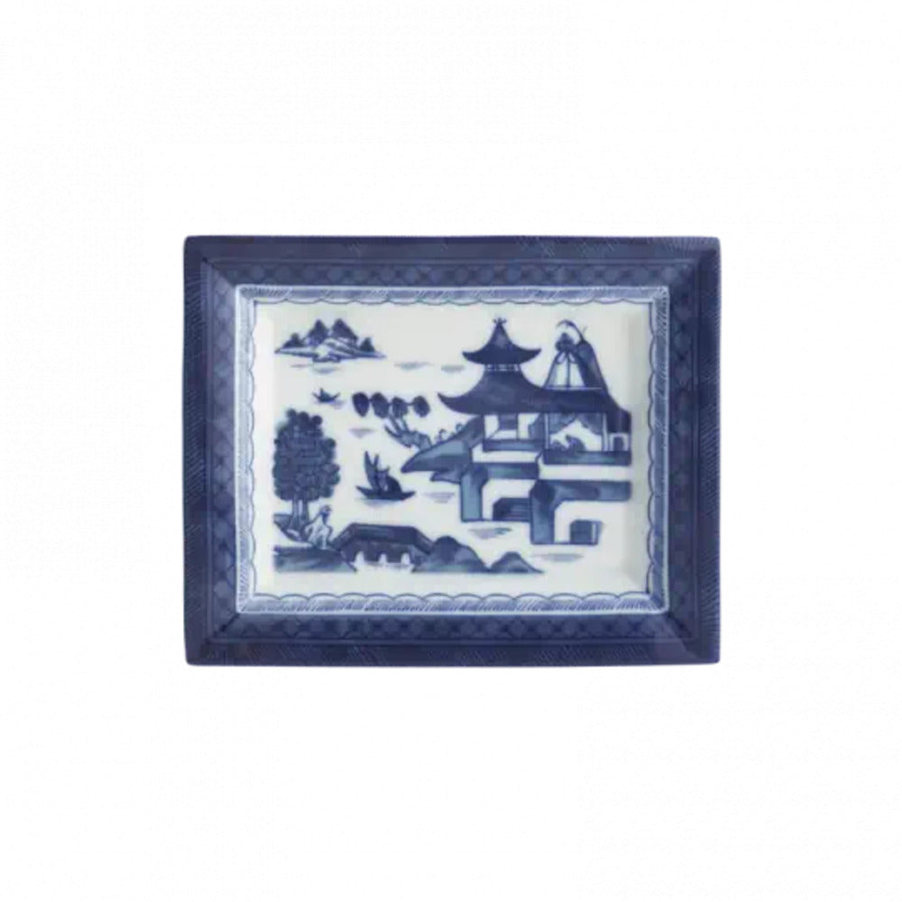 Blue Canton Rectangular Tray by Mottahedeh