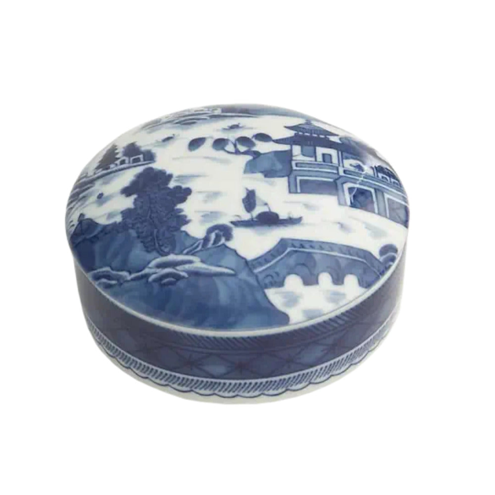 Blue Canton Round Covered Box by Mottahedeh