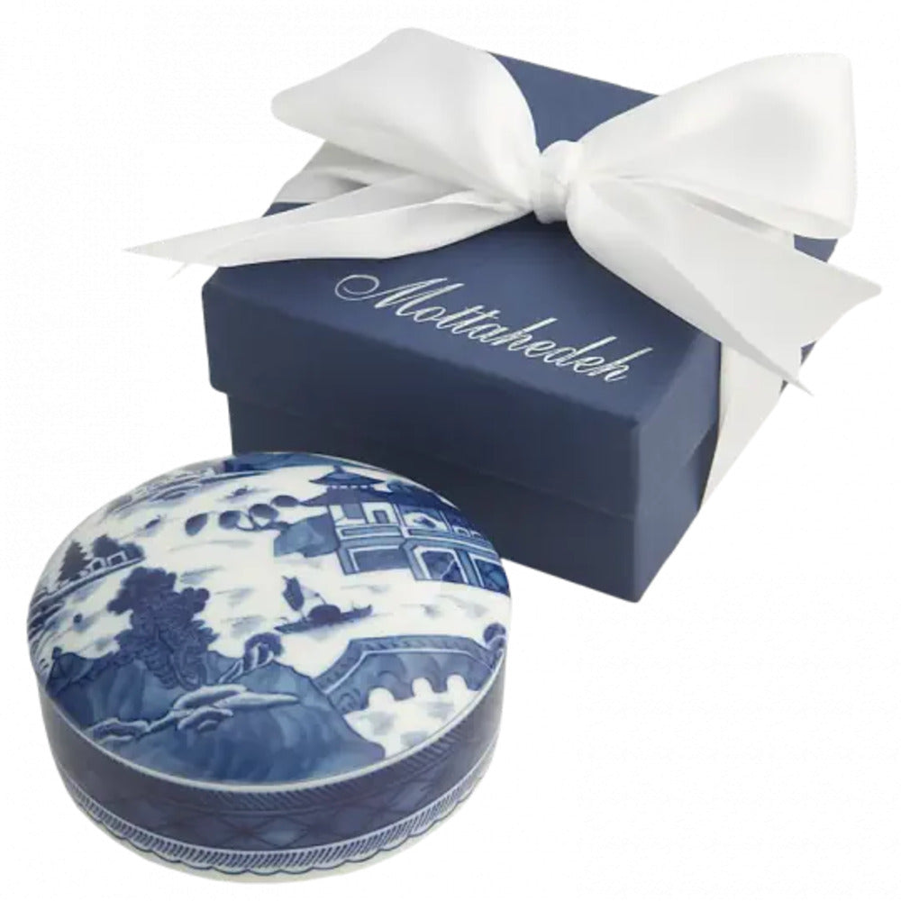 Blue Canton Round Covered Box by Mottahedeh Additional Image -1