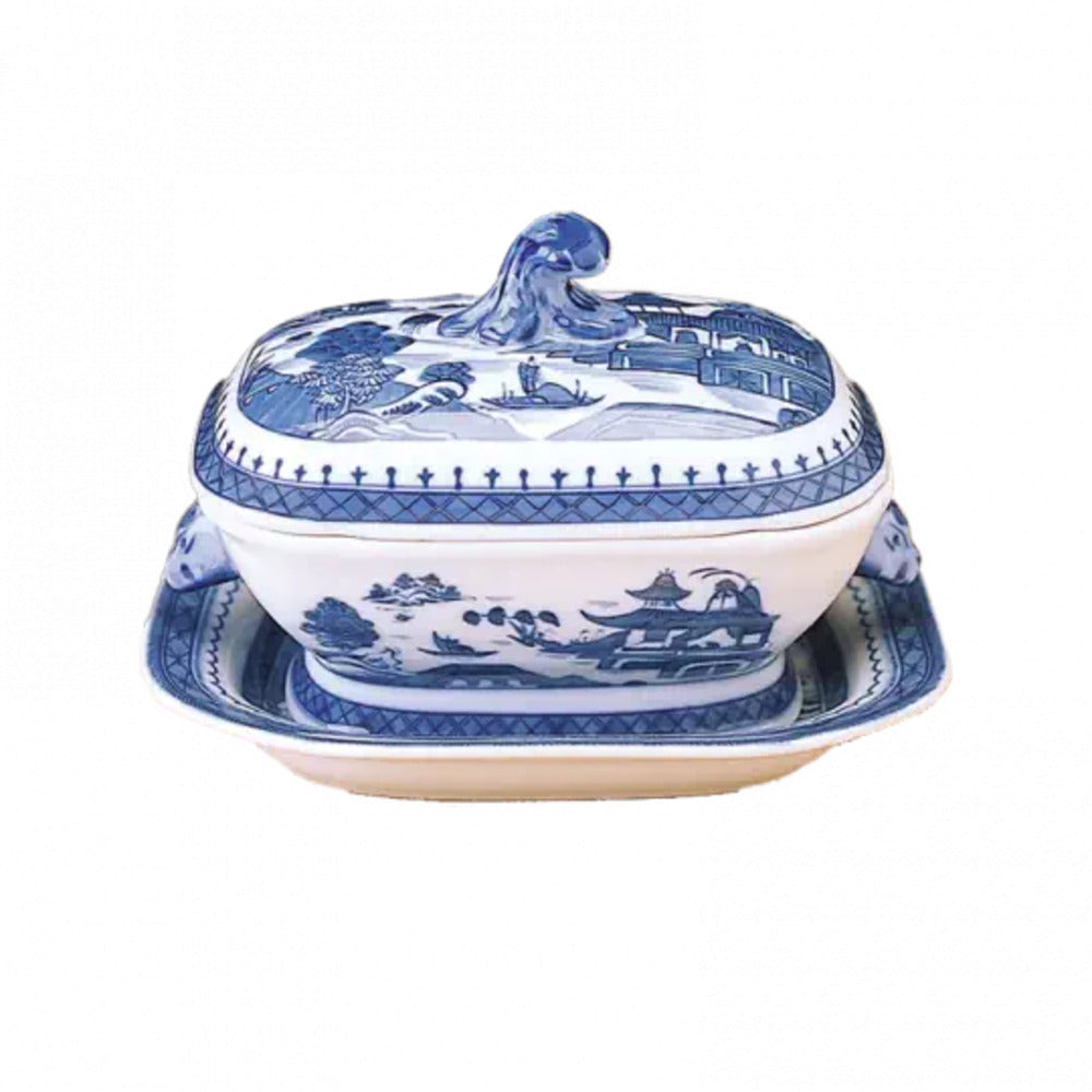 Blue Canton Sauce Tureen & Stand by Mottahedeh