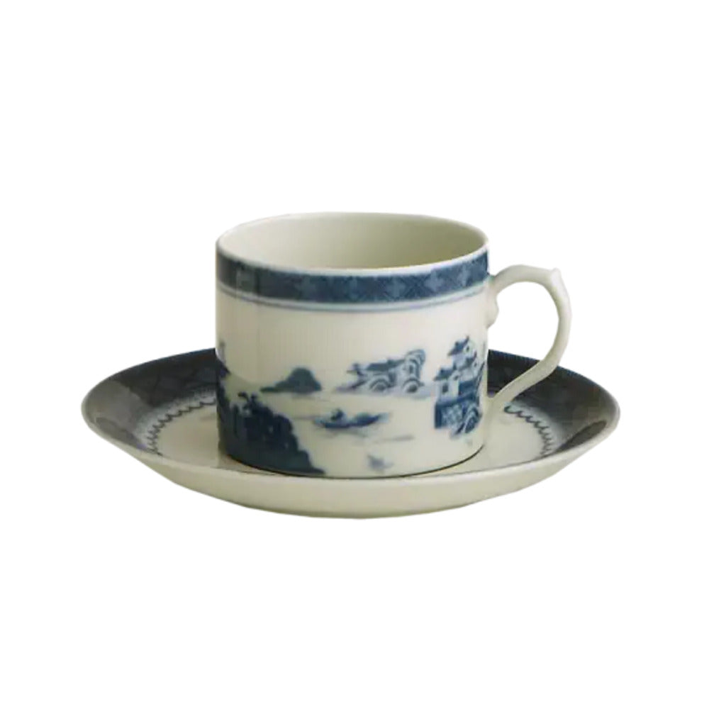 Blue Canton Tea Cup & Saucer, Can Shape by Mottahedeh Additional Image -1