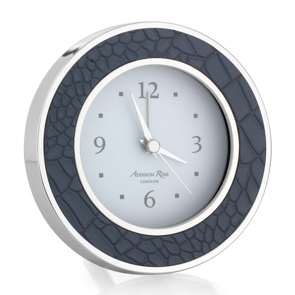 Blue Croc Silver Alarm Clock by Addison Ross