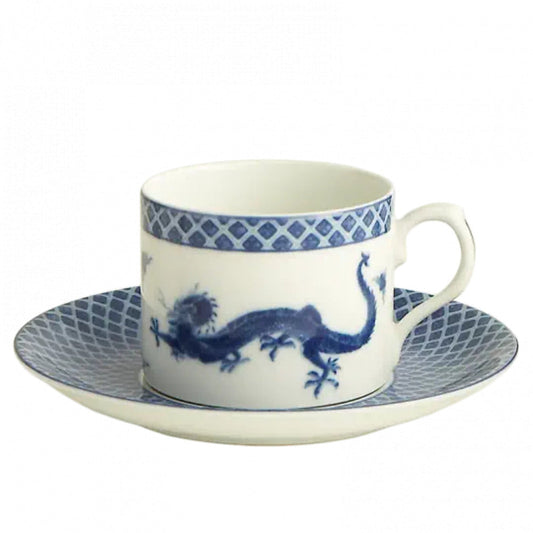 Blue Dragon Can Tea Cup & Saucer by Mottahedeh