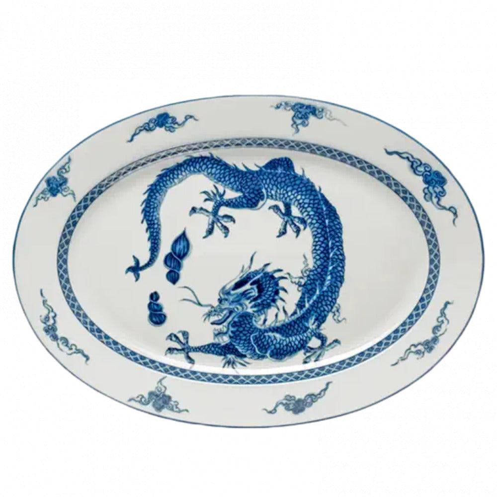 Blue Dragon Oval Platter by Mottahedeh