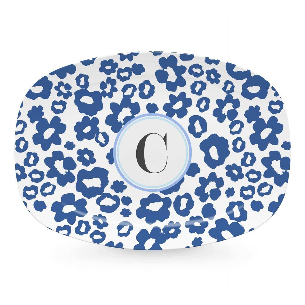 Blue Flower Power Platter - C by Mariposa 