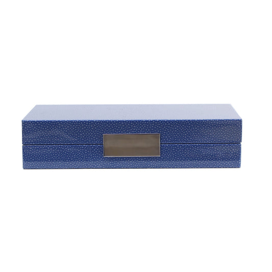 Blue Shagreen Box With Silver 4"x 9" by Addison Ross