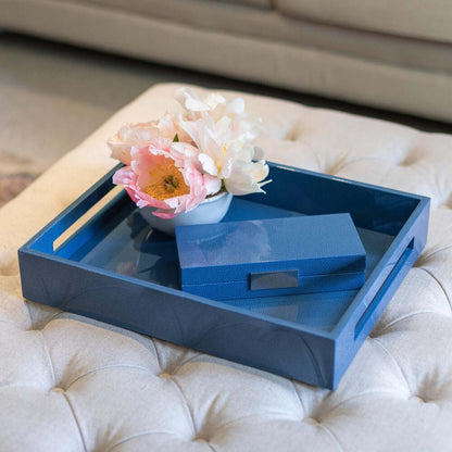 Blue Shagreen Box With Silver 4"x9" by Addison Ross Additional Image-3