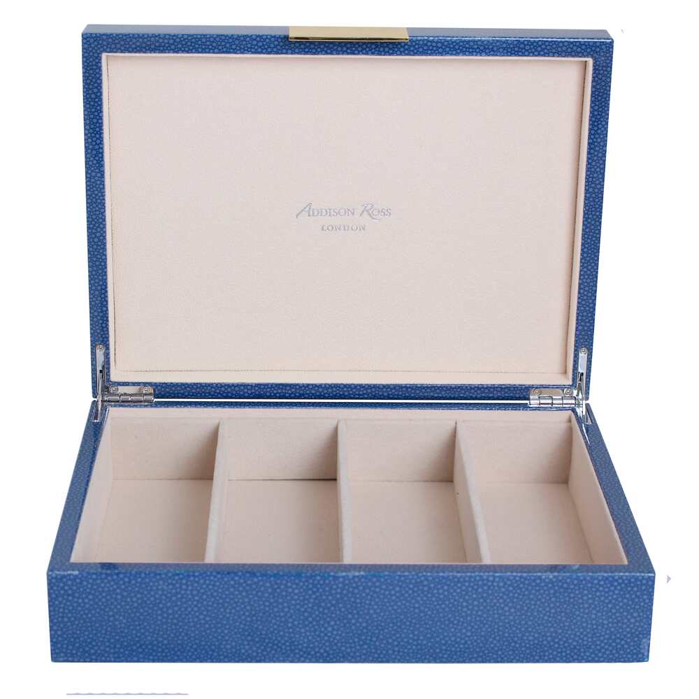 Blue Shagreen Glasses Box: Silver Trim 8"x11" by Addison Ross