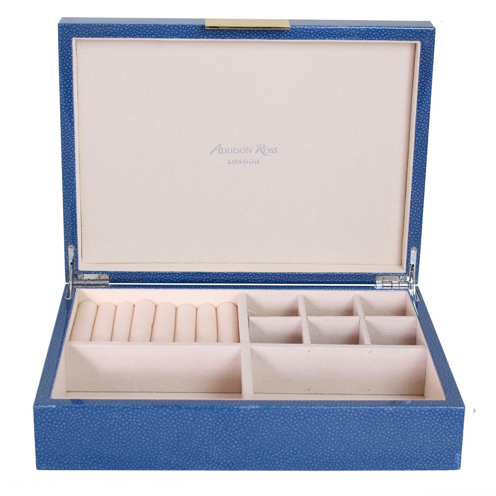 Blue Shagreen Jewlery Box: Silver Trim 8"x11" by Addison Ross