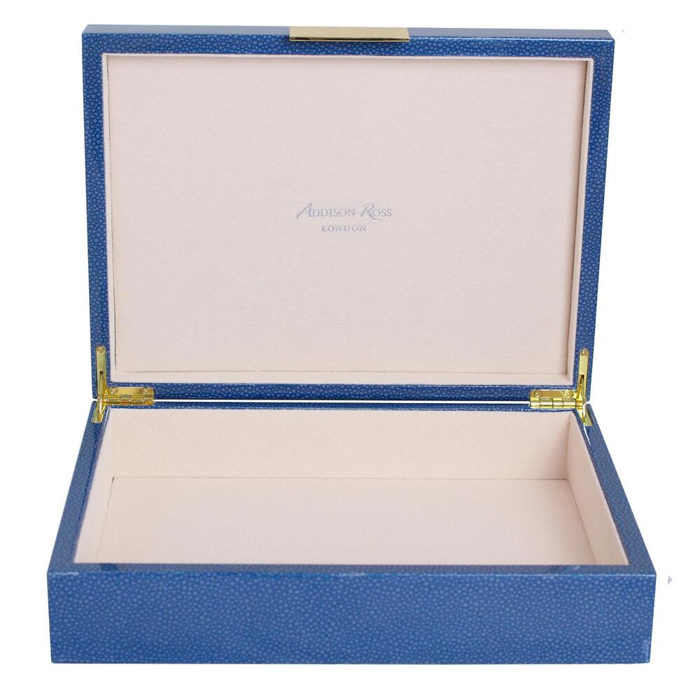 Blue Shagreen Storage Box: Gold Trim 8"x11" by Addison Ross