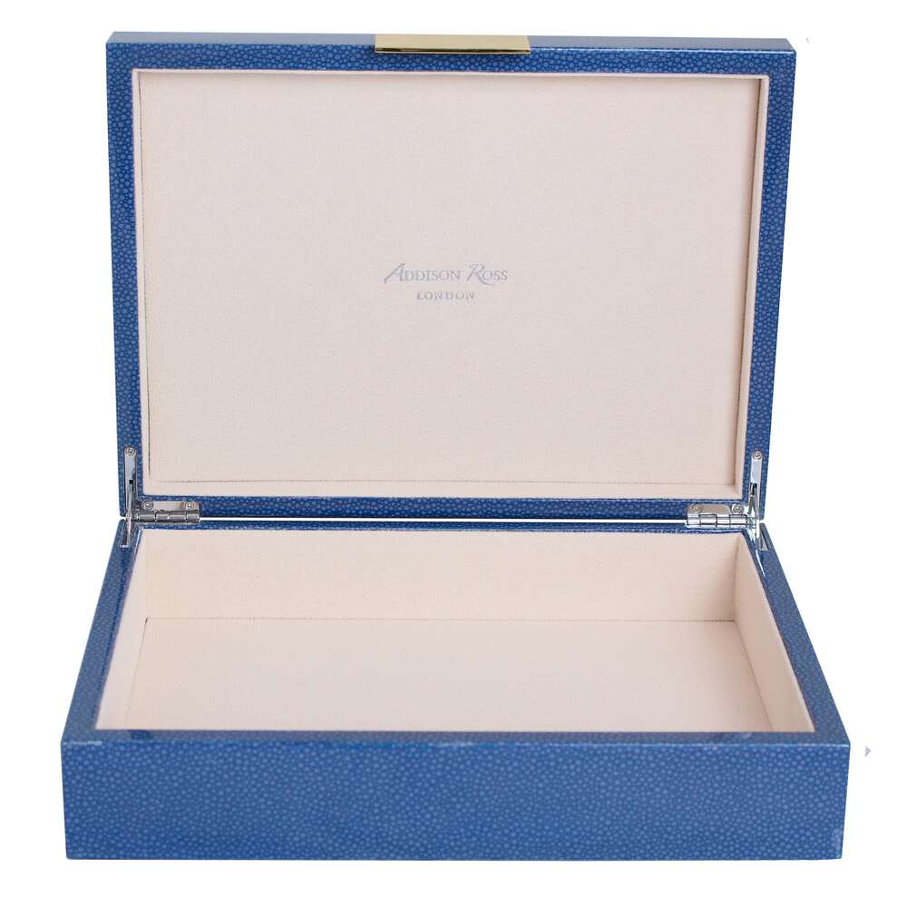 Blue Shagreen Storage Box: Silver Trim 8"x11" by Addison Ross