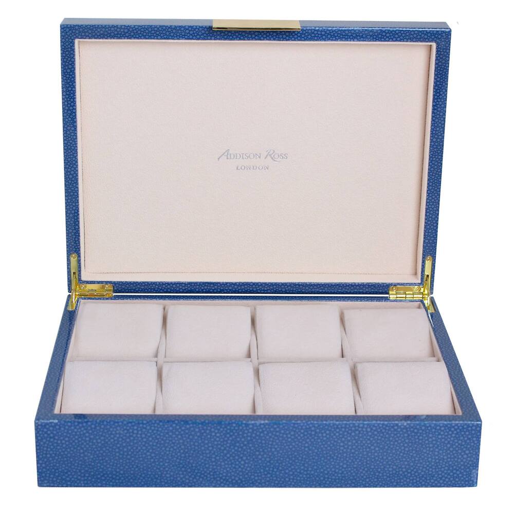 Blue Shagreen Watch Box : Gold Trim 8"x11" by Addison Ross