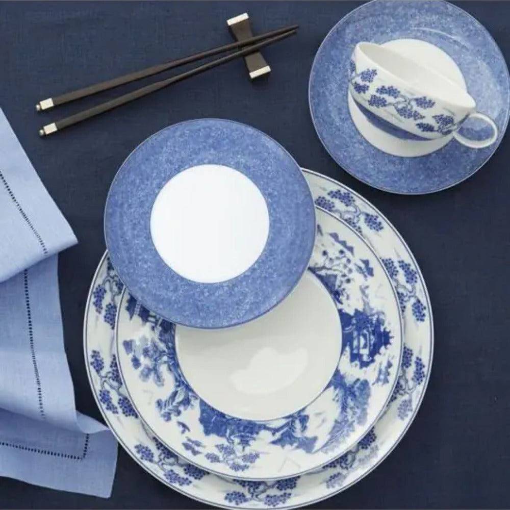 Blue Shou Dinner Plate with Pagoda by Mottahedeh Additional Image -1