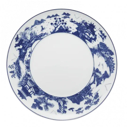 Blue Shou Dinner Plate with Pagoda by Mottahedeh