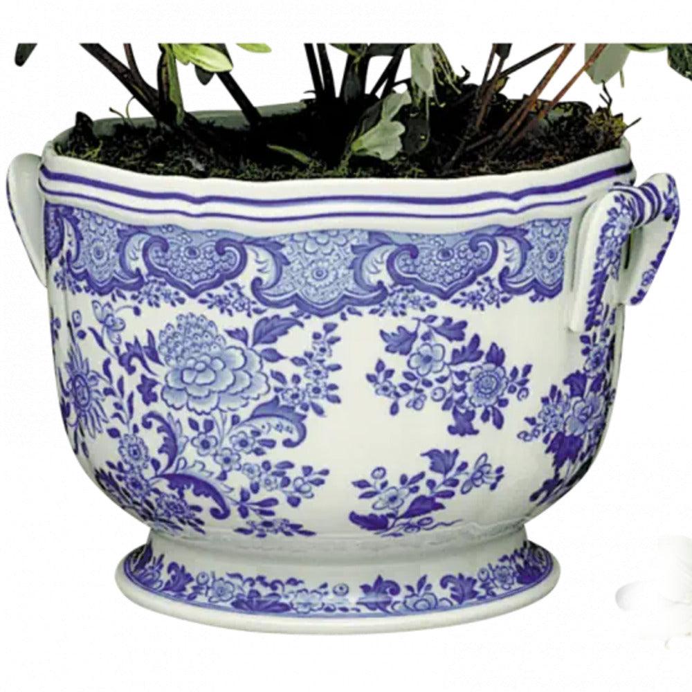 Blue & White Floral Cachepot by Mottahedeh