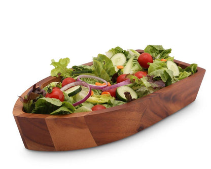 Boat Shape Acacia Wood Salad Bowl Large by Arthur Court Designs 1