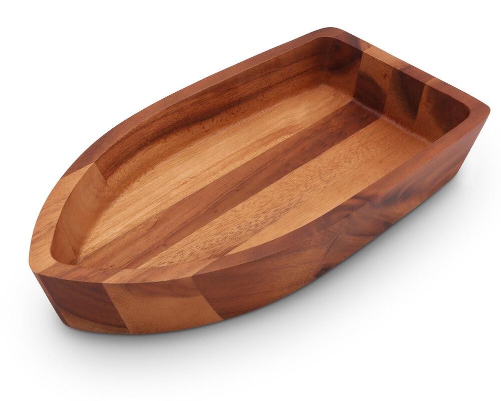 Boat Shape Acacia Wood Salad Bowl Large by Arthur Court Designs 2